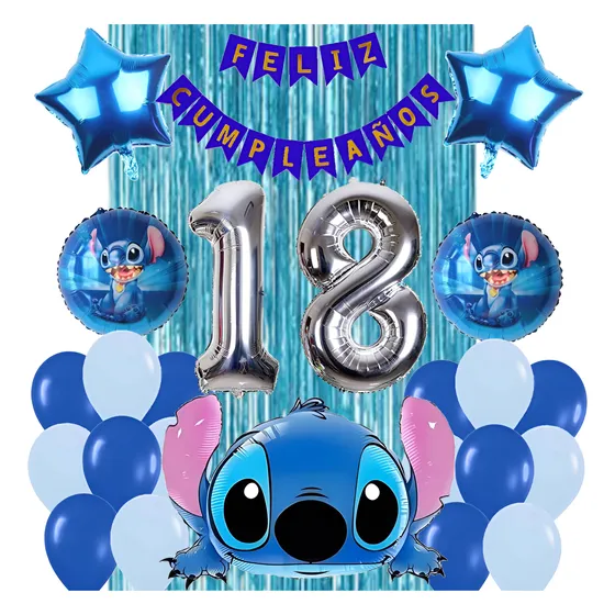 Combo Deco Stitch + Estrellas + Feliz Cumple + 2numeros