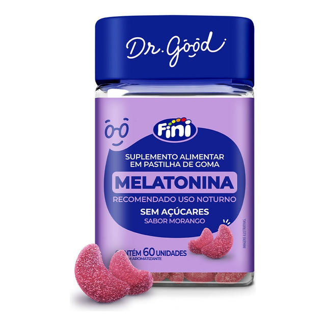 Melatonina Em Gomas Sabor Morango - 60 Gomas - Fini Dr Good