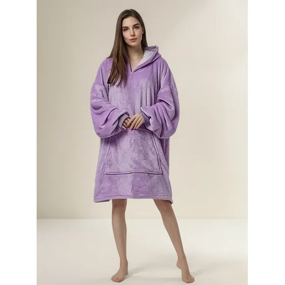 Maxi Poleron Sherpa Bata Con Capucha Chiporro