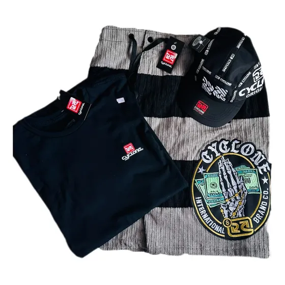Kit Bermuda Cyclone Veludo Gang+ Camisa E Boné