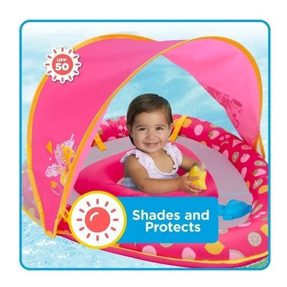 Flotador Inflable Aqua Leisure Con Toldo Bebe Piscina Playa 