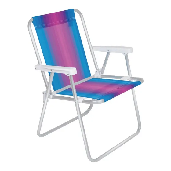 Silla Plegable Aluminio Mor Rayas Colores Alta - Garageimpo