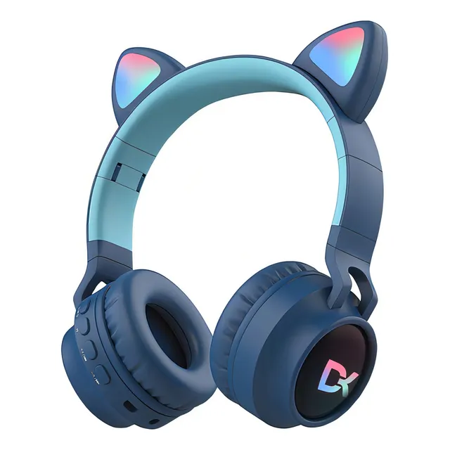 Auriculares Inalambricos Dekkin Bluetooth Vincha Orejas Gato Color Verde