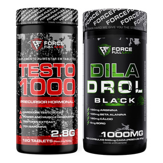 Kit Testo 1000 100% Feno Grego 450mg, Boro, Vit B6, B12 + Diladrol Black Arginina, Beta Alanina, Cafeina | Force Full Labz Kit Testo 1000 100% Feno Grego 450mg, Boro, Vit B6, B12 + Diladrol Black Arginina, Beta Alanina, Cafeina | Force Full Labz