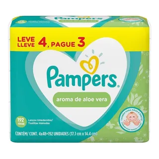 Kit Com 4 Pacotes De Lenços Umedecidos Com Aroma De Aloe Vera 192 Unidades Pampers Kit Com 4 Pacotes De Lenços Umedecidos Com Aroma De Aloe Vera 192 Unidades Pampers