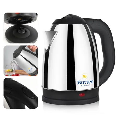 Chaleira Elétrica Inox 1.8l Aquecimento Agua Desligamento Automática 1500w Butter Cream Chaleira Prata 127v