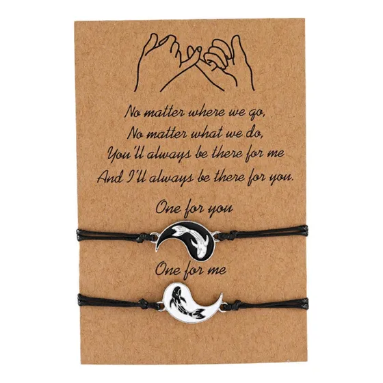 Set 2 Pulseras Para Pareja Novios Yin Yang Pez Koi
