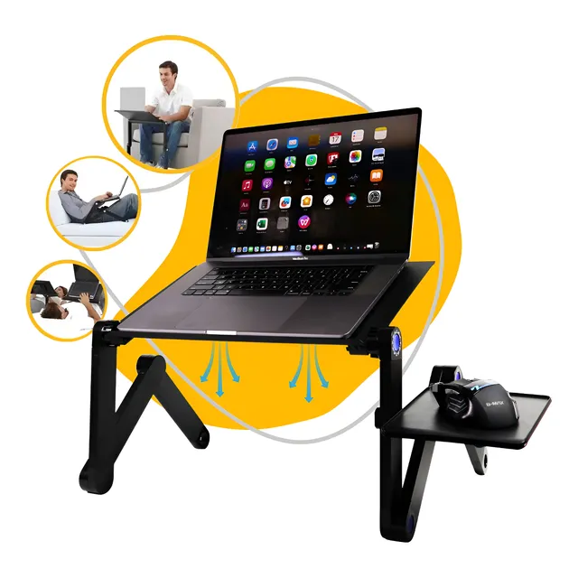 Mesa Notebook Cama Dobrável Cooler Mouse Pad Suporte Sofá