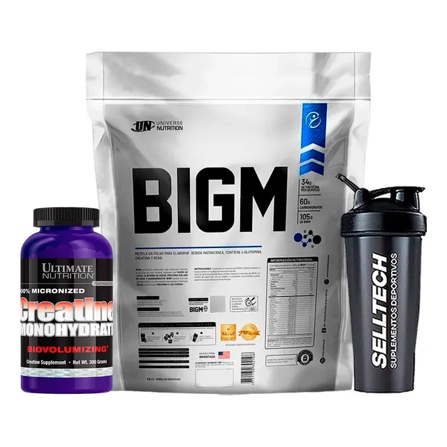Bigm 3kg Chocolate+creatina Ultimate Nutrition 300gr+shaker