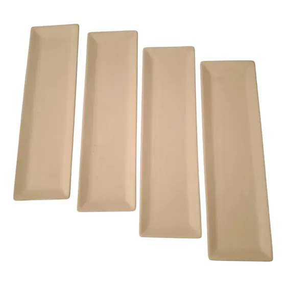 X4 Plato Rectangular Sushi Bajo Porcelana Blanco 30x9x2cm Blanco Lisa