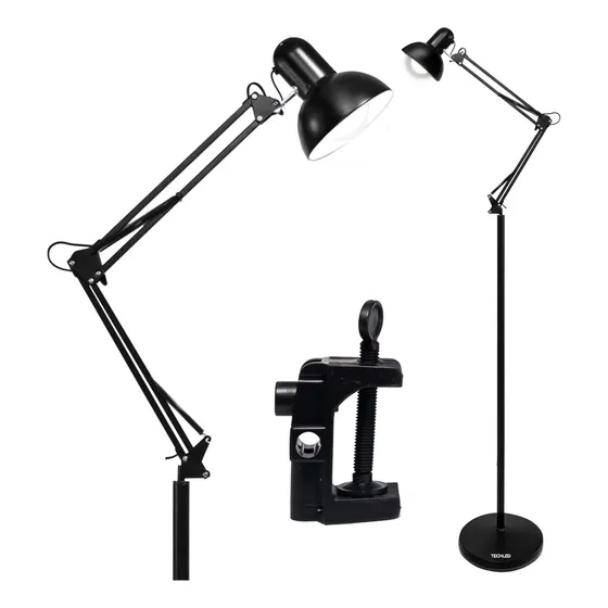 Techled Luminária De Chão Articulada 1,9m Abajur De Chão Escritório Cor Da Estrutura Preto