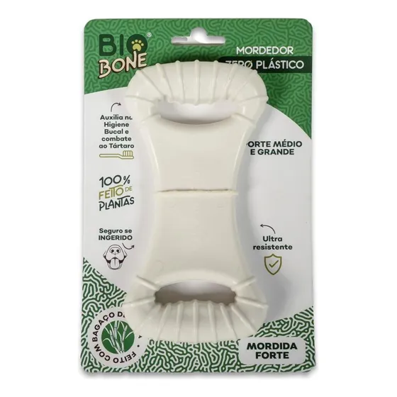 Brinquedo Mordedor Natural Grande Biobone P Cães S/ Plástico Cor Branco - Mordida Forte