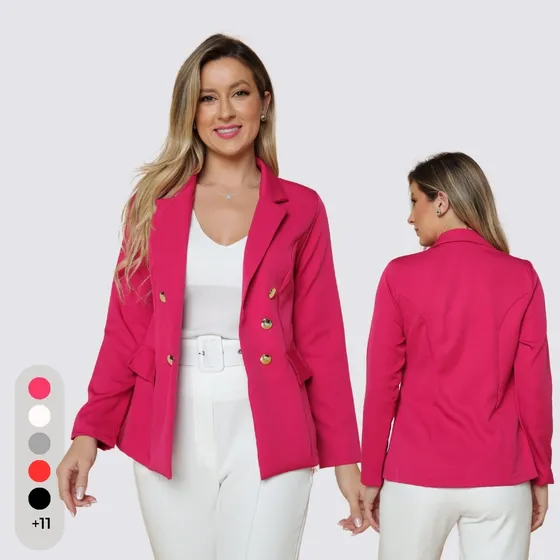Blazer Feminino Social Terninho Alfaiataria Com Botões