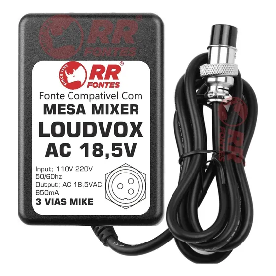 Fonte Carregador Mesa Som Mixer Loudvox Ml802/1202fx 3 Pinos