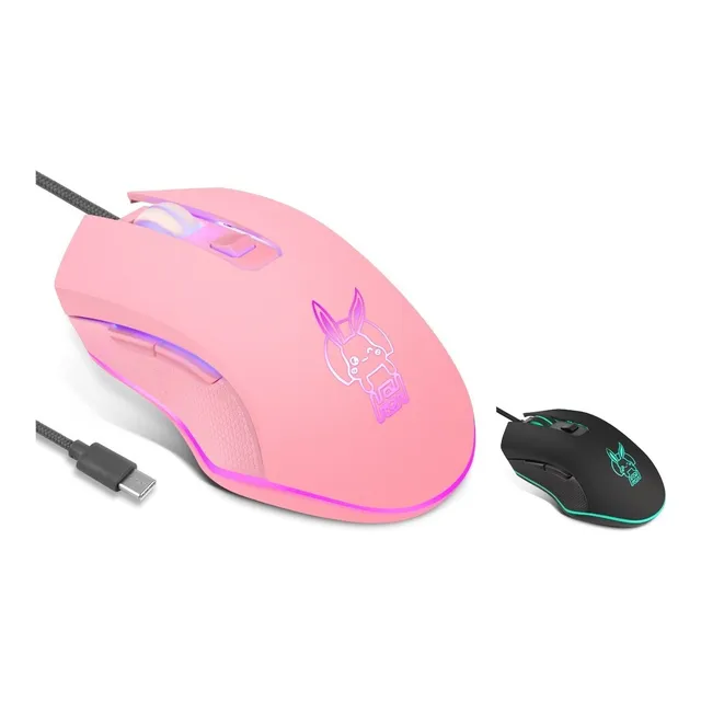 Mouse Gamer Hs22 Cableado Tipo C Rgb 6 Botones Silenciosos