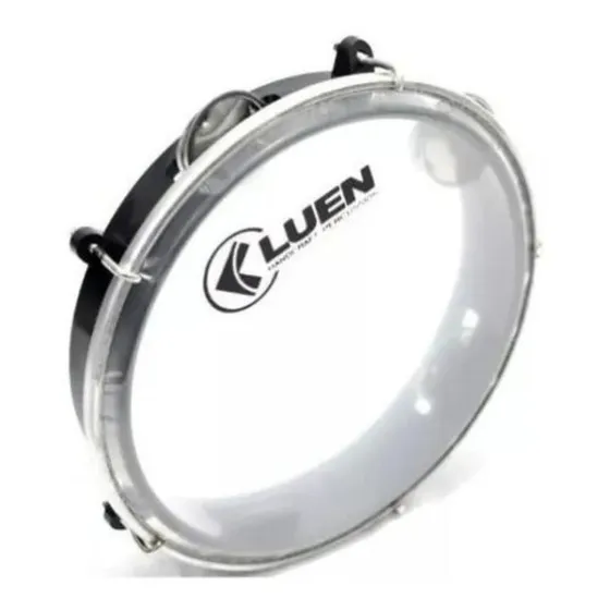 Pandeiro Luen 8 Junior Pele Cristal Abs Platinelas De Inox Cor Preto