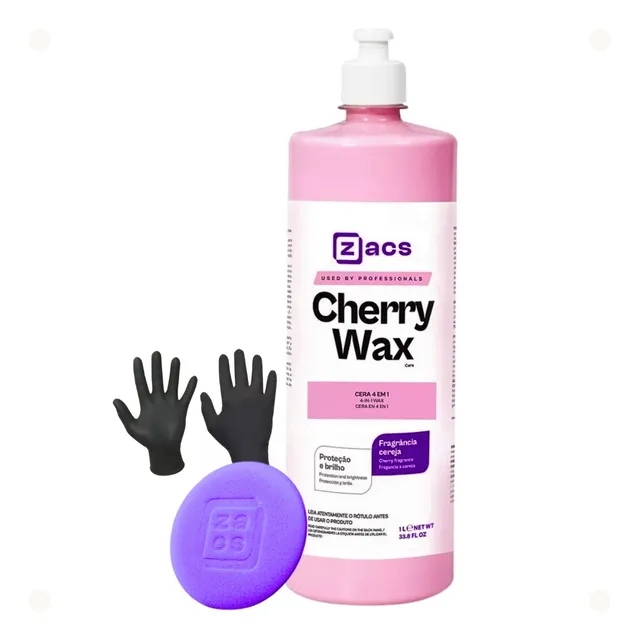 Cera Limpadora 4 Em 1 Cherry Wax 1l Brilho Aplicador Zacs