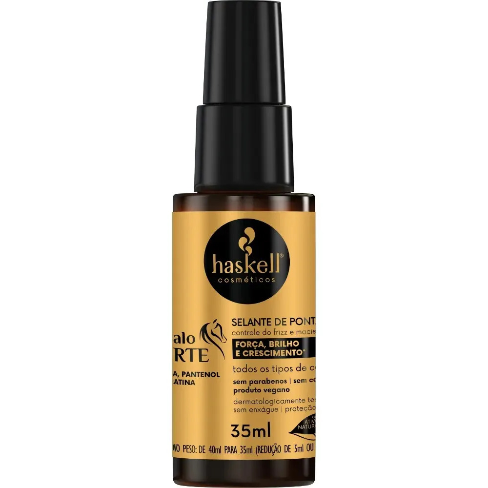 Oléo Capilar Selante de Pontas Cavalo Forte Haskell 35ml - Reforça a Fibra Capilar, Reduz a Quebra e Controla o Frizz