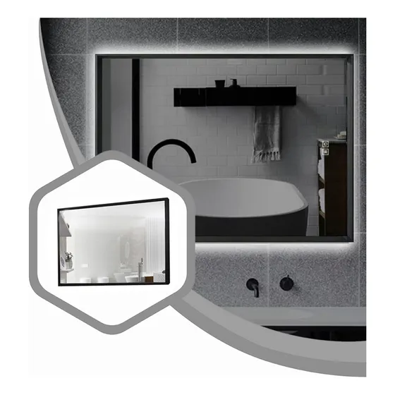 Espejo Led Pared Grande Retroiluminado Marco Hierro 90x70 Cm