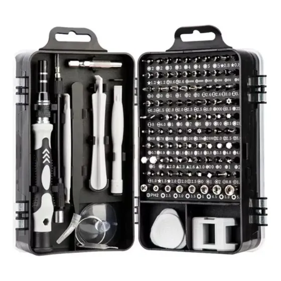 Kit De Herramientas De Reparacion Para Celulares Pc 115 En 1 Color Negro