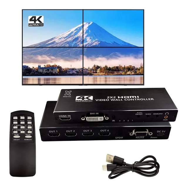 Video Wall Controlador 1 Entrada 4 Salidas Megan Tech 4k 2x2