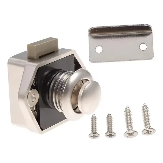 Cerradura x10 Tirador Push Lock / Push Open Para Puertas Y Cajones | Ideal Para Muebles Y Motorhomes | Color Plateado | Inomax Im8080