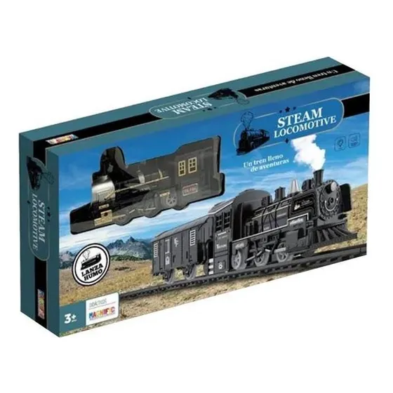 Tren De Juguete Antiguo A Vapor Con Vias Luz Y Sonido 2243 Color Negro