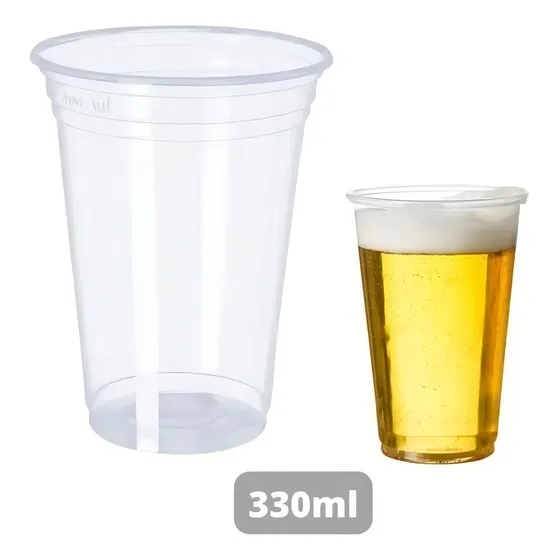 200 Copos Pp Reforçado Chopp E Sucos Descartável - 330ml Cor Cristal