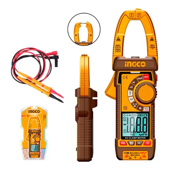 Pinza Amperimetrica Digital Ac-600a 4000 Ctos Dcm66001 Ingco