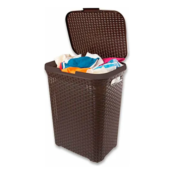 Cesto De Ropa Ratan Con Tapa  10kg 7litros