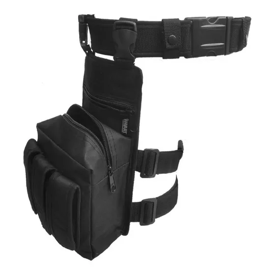Bornal Tático Pochete De Perna Swat + Cinto De Guarnição Na Cor Preto