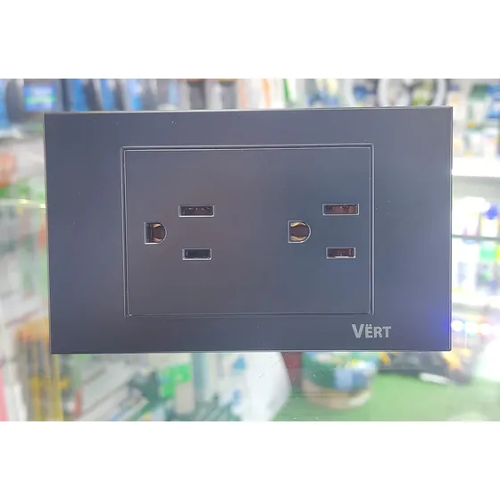 Toma Marca Vert Doble Negro 15amp Multivoltage