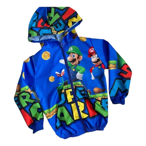 Chaqueta Rompevientos Impermeable Niño Mario Bross 