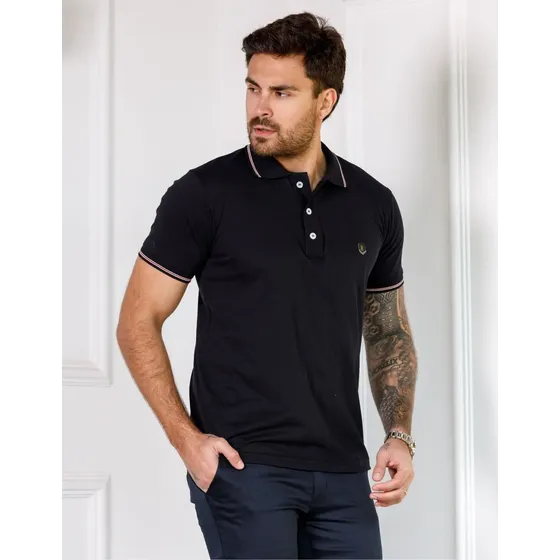 Camisa Polo Masculina Casual Slim Algodão Premium
