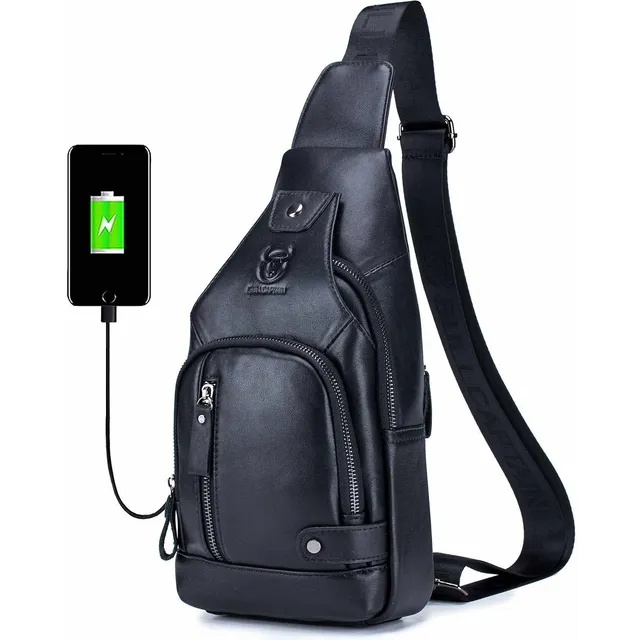 Bolso Bandolera De Cuero Casual Para Hombre