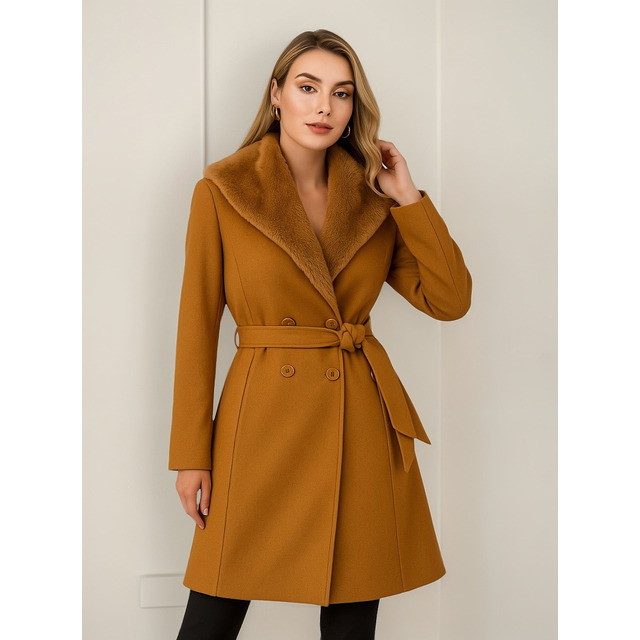Parka Feminina Casaco Sobretudo Inverno Gola De Pelo C Cinto Parka Feminina Casaco Sobretudo Inverno Gola De Pelo C Cinto