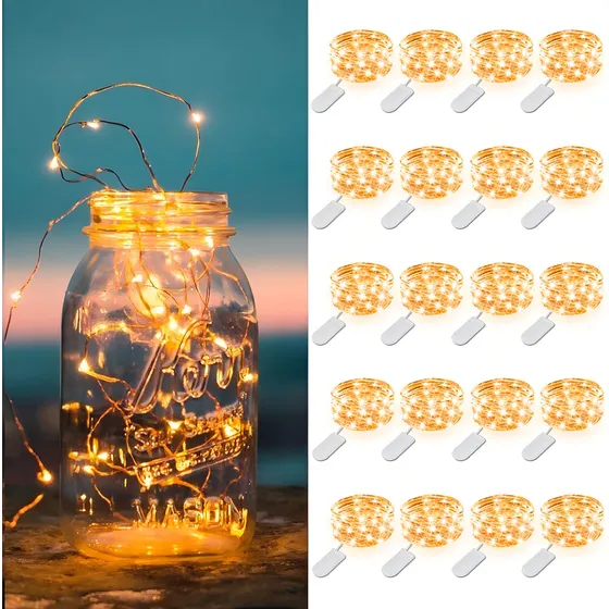 Serie De Luces Led Con Pilas, 20 Pcs Luces De Hadas, 2m 20led Foquitos Led Mini Adornos, Luces Led Bateria Para Cuarto Para Boda, Dormitorio, Fiesta, Halloween Y Navidad(blanco Cálido)