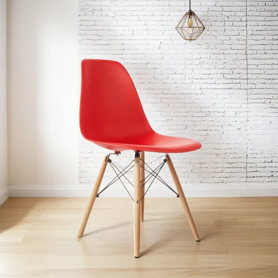 Cadeira Eames Eiffel Design Moderno Pés Madeira Color