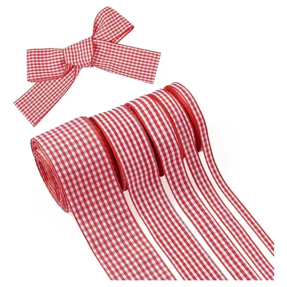 10m Fita Xadrez 15mm Laço Tiara Festa Junina Artesanato Cor Vermelho