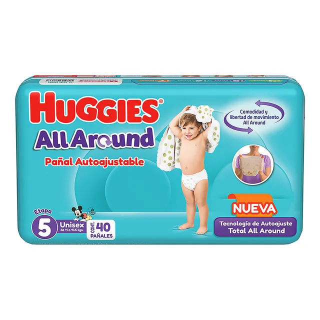 Pañales Huggies All Around Etapa 5 Unisex 40 Piezas