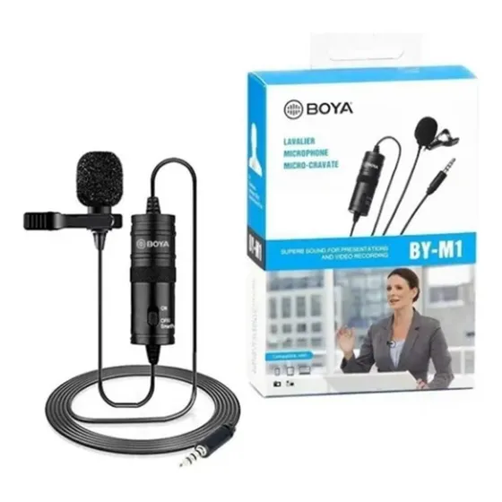 Microfone Lapela Com Fio Boya By-m1 Cabo 6 Mts Canon Lapella