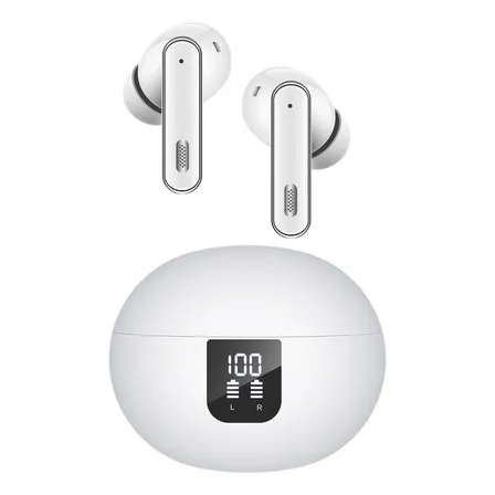 Fone De Ouvido Bluetooth Cancelamento De Ruído Sem Fio Com Led Tws Com Microfone Esportivo Compatível Com iPhone Celular Android Ios Academia Caminhada Casenn Cor Branco