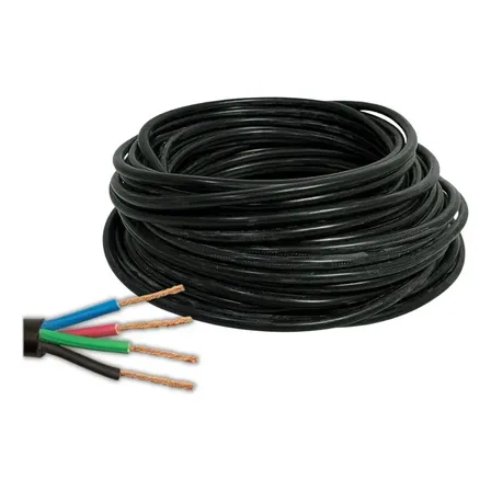 Cabo Flexível Pp 100% Cobre Extensão 4x2,5mm Rolo 100 Metros Preto
