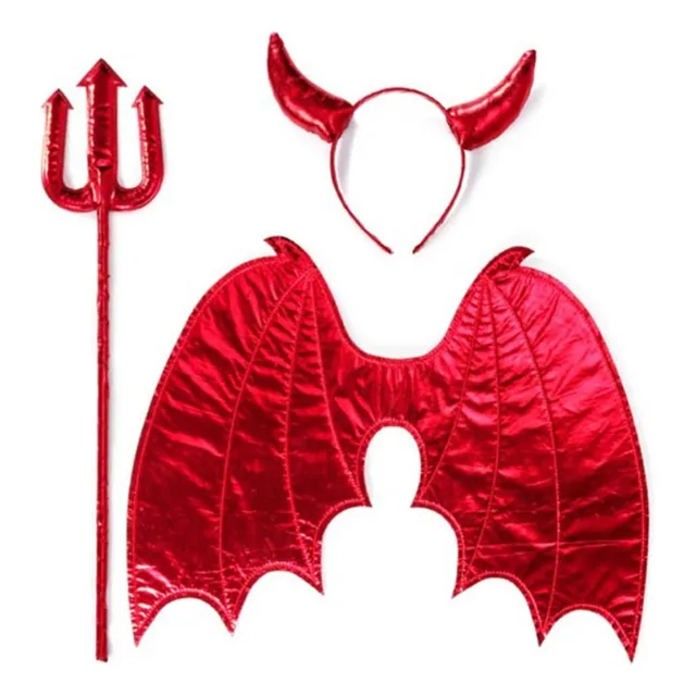 Set Disfraz Diabla Mujer3 Piezas Halloween Diablita Rojo