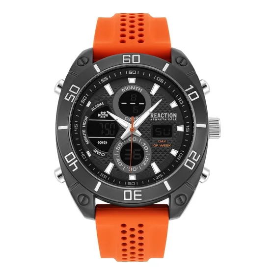 Relógio Masculino Kenneth Cole Reaction - Original Com Box Laranja Cinza-escuro Preto
