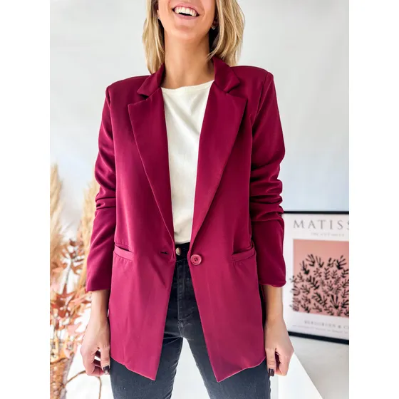 Blazer Crepe Lulyna Mujer Saco Forrado Con Hombreras