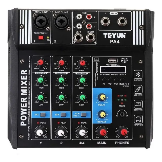 Consola Amplificada Profesional 100w Teyun Pa4