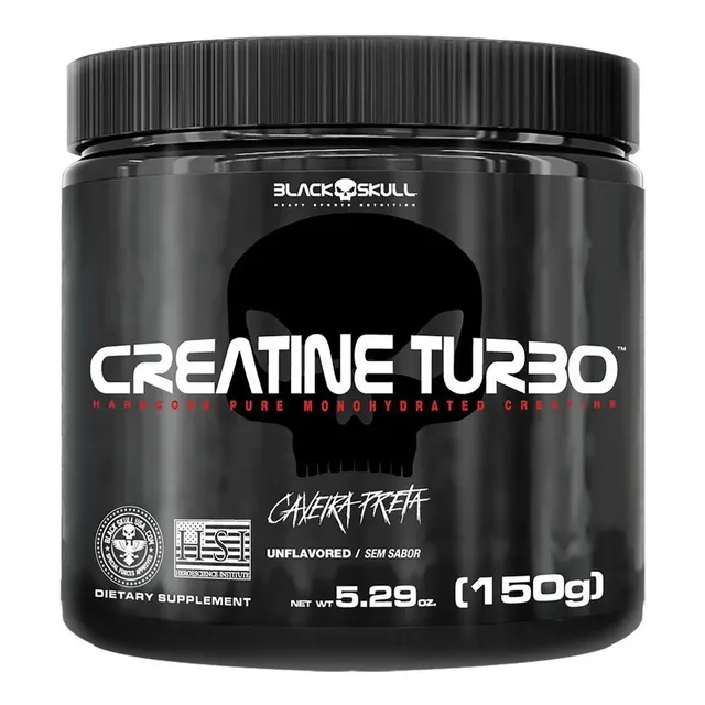 Suplemento Em Pó Creatina 150g Black Skull Turbo Caveira Preta Sabor Sem Sabor