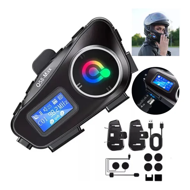 Intercomunicador Q58-max Bluetooth Casco Moto Fm Música 25hr