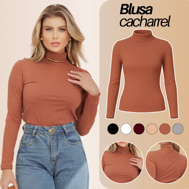 Blusa Feminina Segunda Pele Gola Alta Manga Comprida Blusa Feminina Segunda Pele Gola Alta Manga Comprida